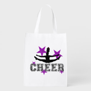 Purple cheerleader reusable grocery bag