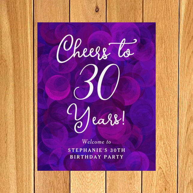 Purple Cheers to 30 Years Birthday Welcome Sign (Creator Uploaded)