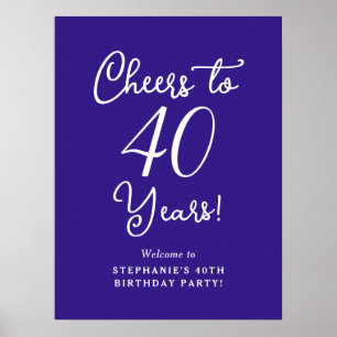Purple Cheers to 40 Years 40th Birthday Welcome Poster