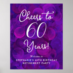 Purple Cheers to 60 Years Birthday Retirement Poster