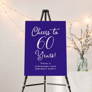 Purple Cheers to 60 Years Birthday Welcome Sign