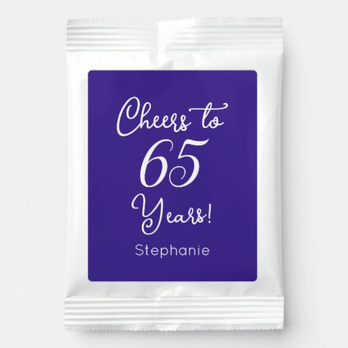 Purple Cheers to 65 Years 65th Birthday Favor Hot Chocolate Drink Mix