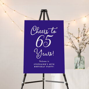 Purple Cheers to 65 Years 65th Birthday Welcome Foam Board