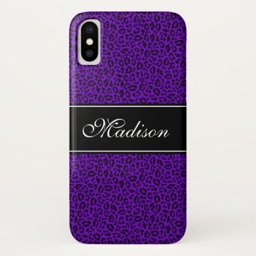 Purple Cheetah Black Spots Pattern iPhone X Case