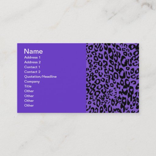 Customizable purple cheetah business cards