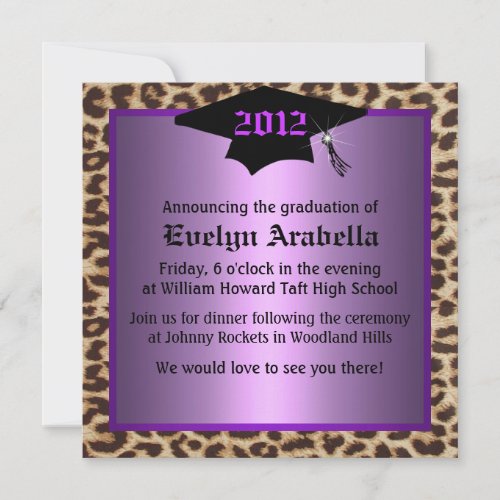 Purple Cheetah Graduation Announcement