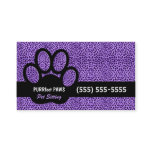 Purple Cheetah Print with Custom Paw Pet Sitter Business Card Purple Cheetah Print with Custom Paw Pet Sitter Business Card