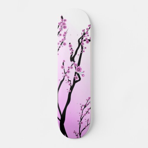 Purple Cherry Blooms Skateboard Deck