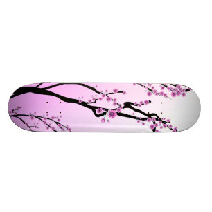 Purple Cherry Blooms Skateboard Deck