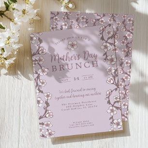Purple Cherry Blossom Mother's Day Brunch Invitation