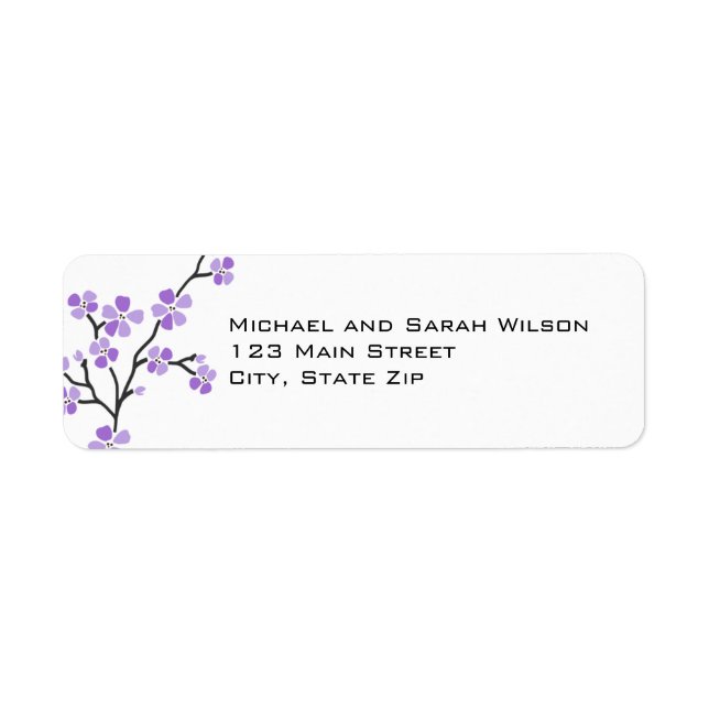 Purple Cherry Blossom Return Address Labels (Front)