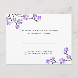 Purple Cherry Blossom RSVP Cards