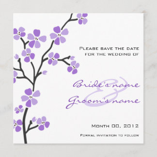 Purple Cherry Blossom Save the Date Cards