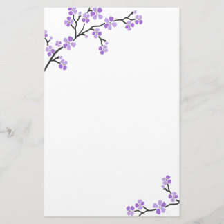 Purple Cherry Blossom stationery