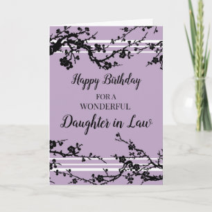 Purple Cherry Blossoms Daughter in Law Birthday Card