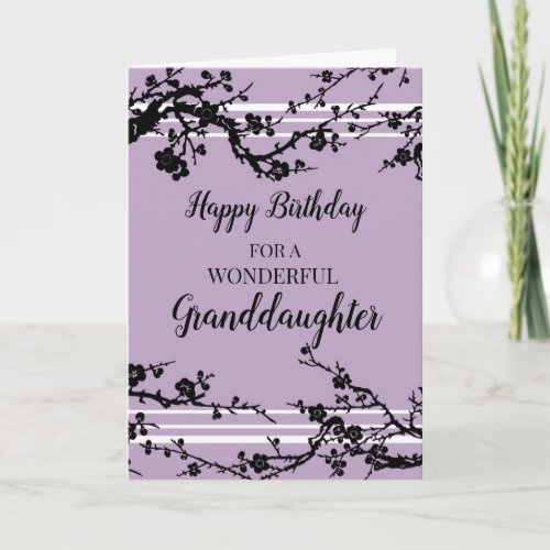 Purple Cherry Blossoms Granddaughter Birthday Card