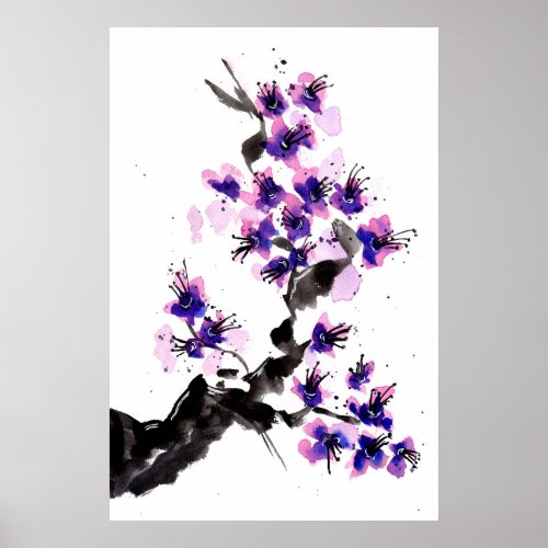 Purple Cherry Blossoms Poster