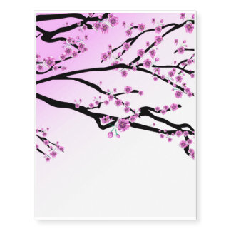 Purple Cherry Flower Sakura Temporary Tattoos