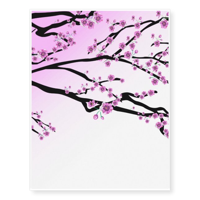 Purple Cherry Flower Sakura Temporary Tattoos (Front)