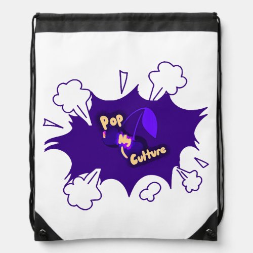 Purple Cherry Rain Drawstring Bag
