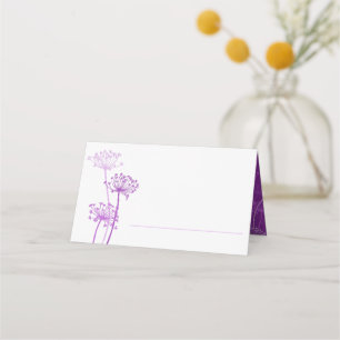 Purple chervil inked art flower heads wedding place card