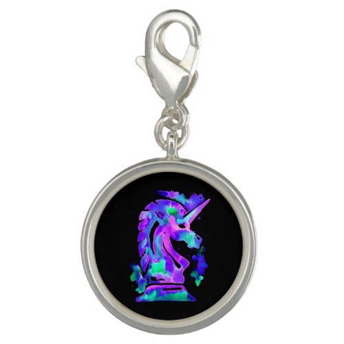 Purple Chess Knight Unicorn Charm