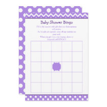 Purple Chevron and Polka Dot Baby Shower Bingo Invitation