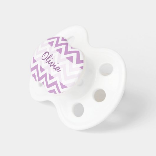 Purple chevron baby pacifier | Monogram Soother (Front Right)