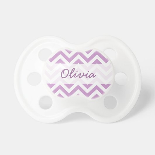 Purple chevron baby pacifier | Monogram Soother (Front)