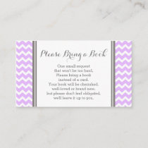 Purple Chevron Baby Shower Book Request Card