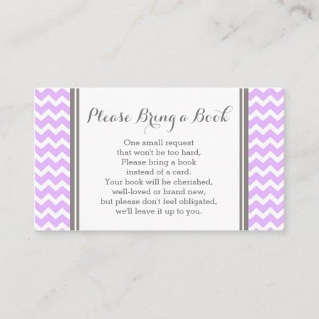 Purple Chevron Baby Shower Book Request Card