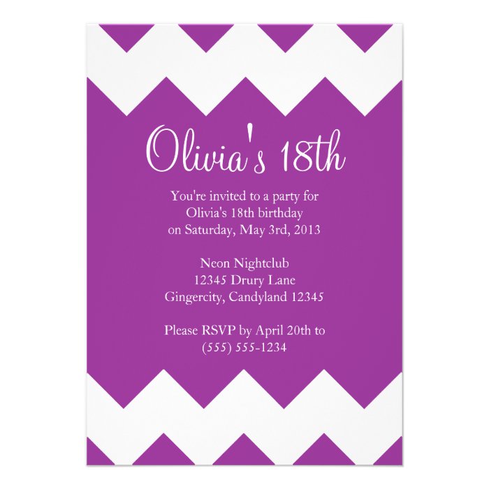 Purple Chevron Birthday Invitation