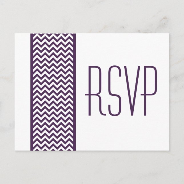 Purple Chevron Border RSVP Postcard (Front)