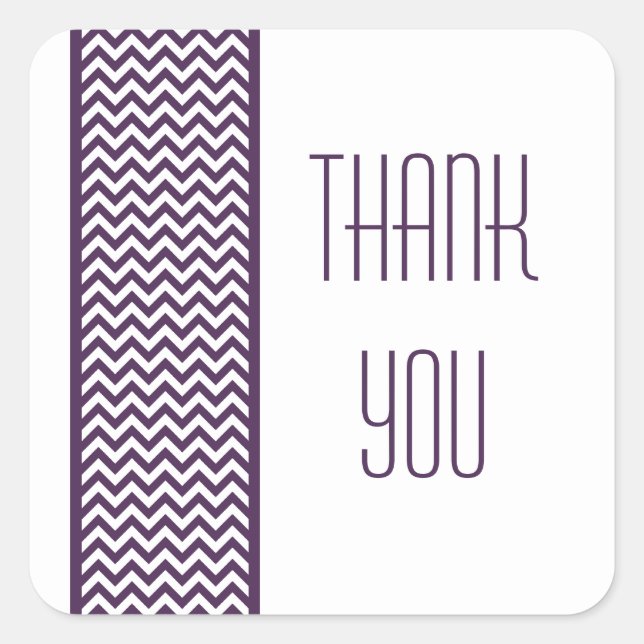 Purple Chevron Border Thank You Stickers (Front)