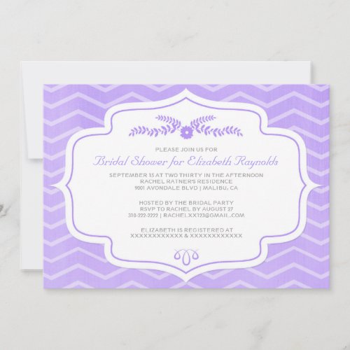 Purple Chevron Bridal Shower Invitations