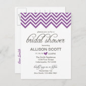 Purple Chevron Bridal Shower Postcard (Front/Back)