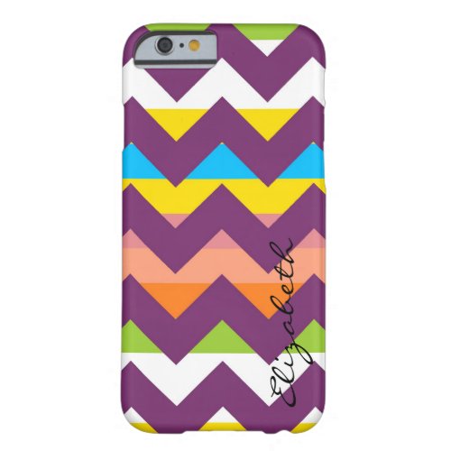 Purple Chevron Colorful Stripes Monogram Barely There iPhone 6 Case