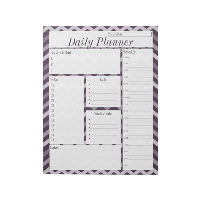Purple Chevron Daily Planner Notepad (Rotated)