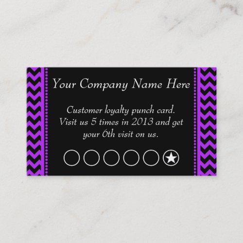 Purple Chevron Discount Promotional Punch Card Business Card