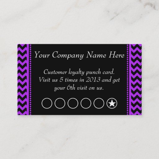 Customizable Purple Chevron Discount Promotional Punch Card Business Card