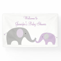 Purple Chevron Elephant Baby Shower Banner