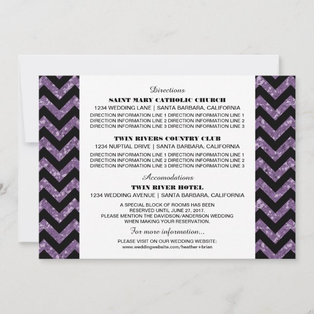 Purple Chevron Glitter Information Card (Front)