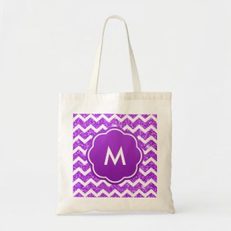 Purple Chevron Glitter Monogram