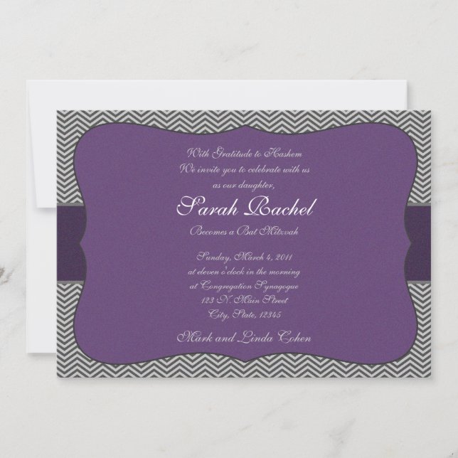 Purple Chevron Invitation (Front)
