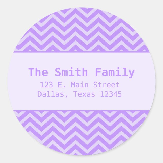 Purple Chevron Paper Texture Address Label Sticker (Front)