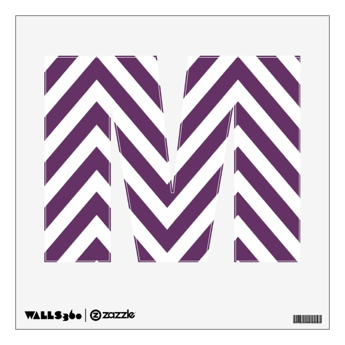 PURPLE CHEVRON PATTERN LETTER M WALL DECAL