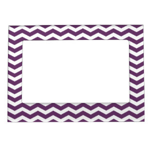 Purple Chevron Pattern Picture Frame Magnet