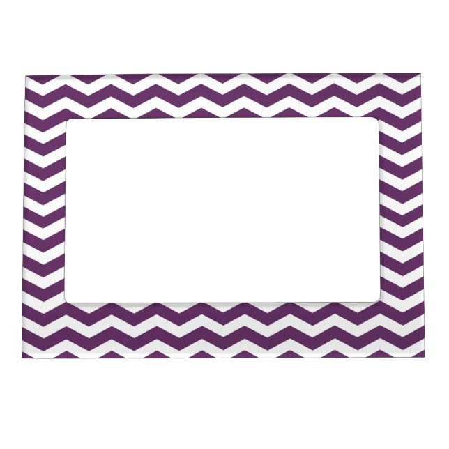 Purple Chevron Pattern Picture Frame Magnet (Front)