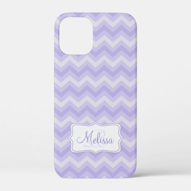 Purple chevron patterned custom name Case-Mate iPhone case (Back)
