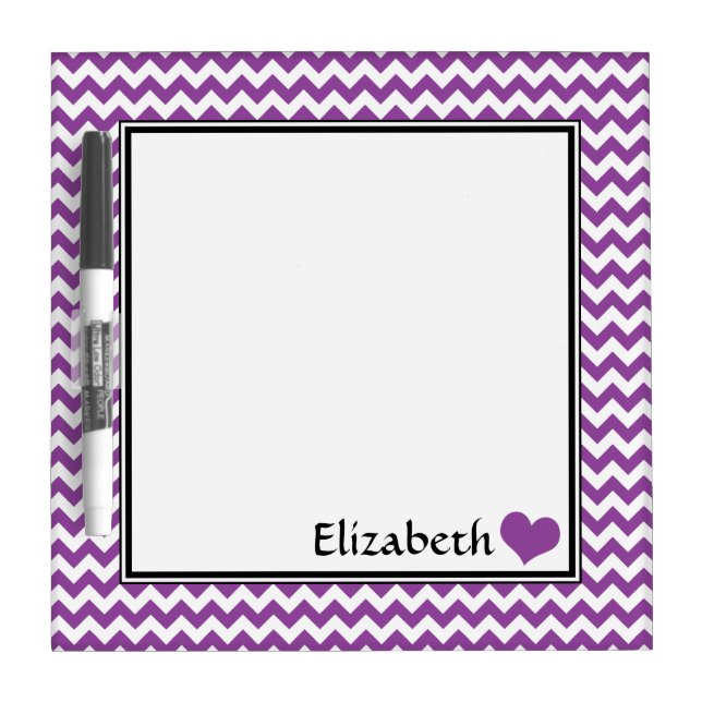 Purple Chevron Personalized 8" Dry-Erase Board (Front)